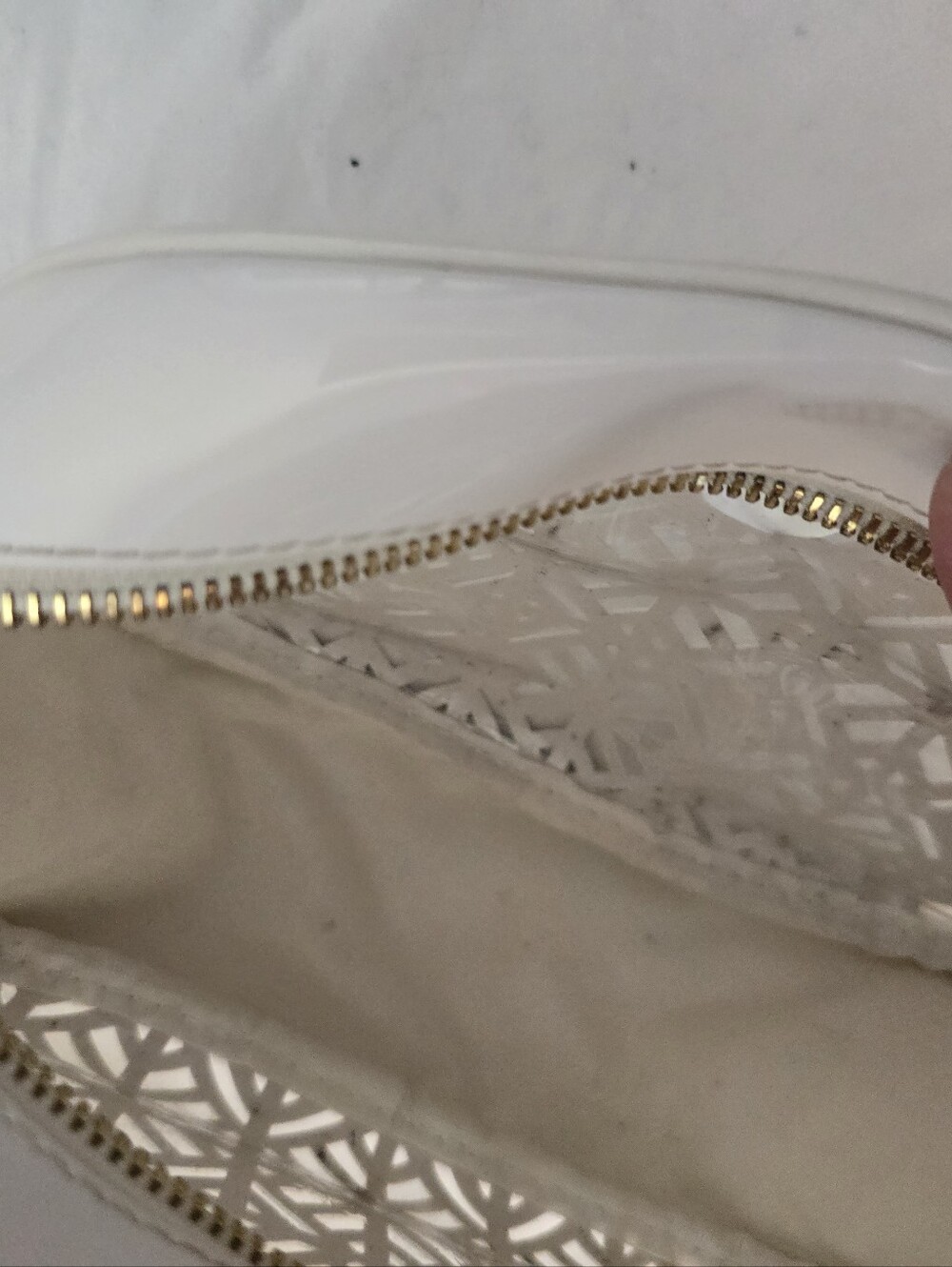 Tory Burch White Laser-Cut Tote with Matching Pouch - Picture 5 of 6